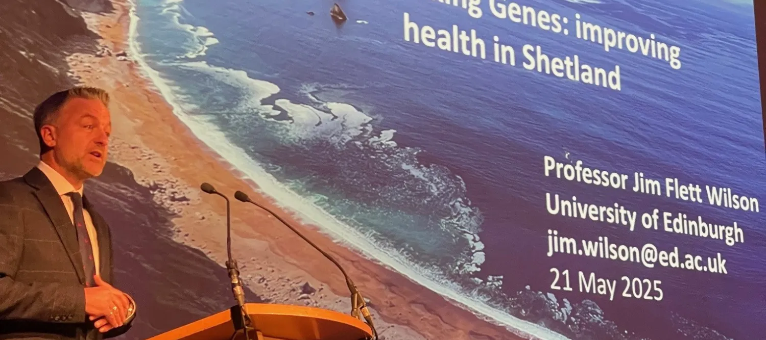 Professor Jim Flett Wilson at Viking Genes Shetland launch