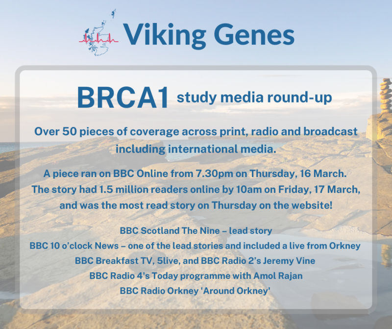 BRCA1 Westray research media coverage