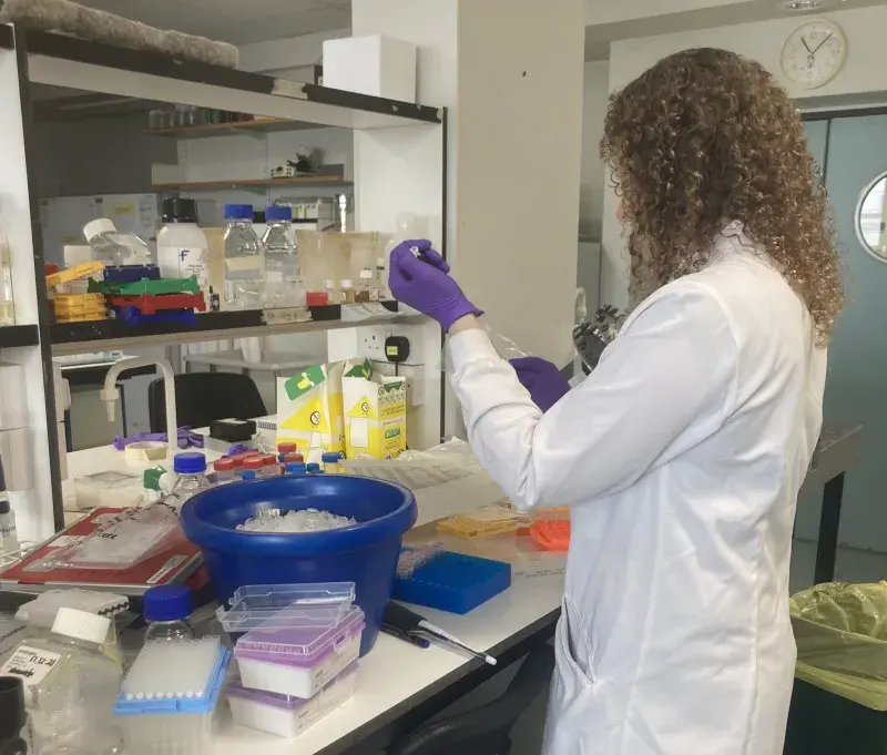 Lab scientist Camilla during the process to validate actionable variants