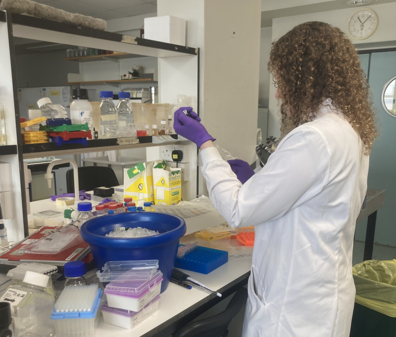 Lab scientist Camilla during the process to validate actionable variants