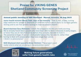 Praise for Viking Genes at NHS Shetland meeting