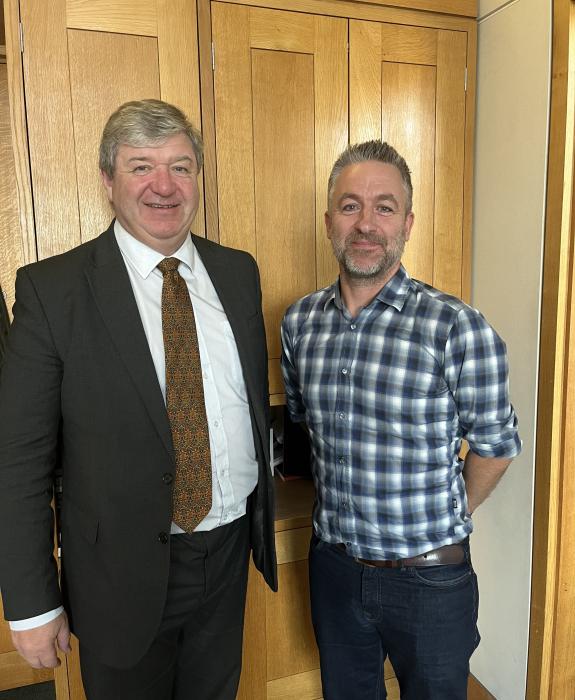 Professor Jim Flett Wilson meeting Alistair Carmichael MP at Westminster in November 2024