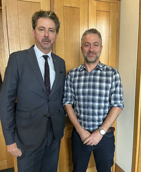 Professor Jim Flett Wilson meeting Torcuil Crichton MP at Westminster in November 2024