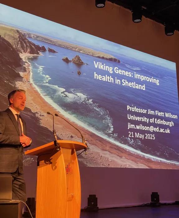Professor Jim Flett Wilson at Viking Genes Shetland launch