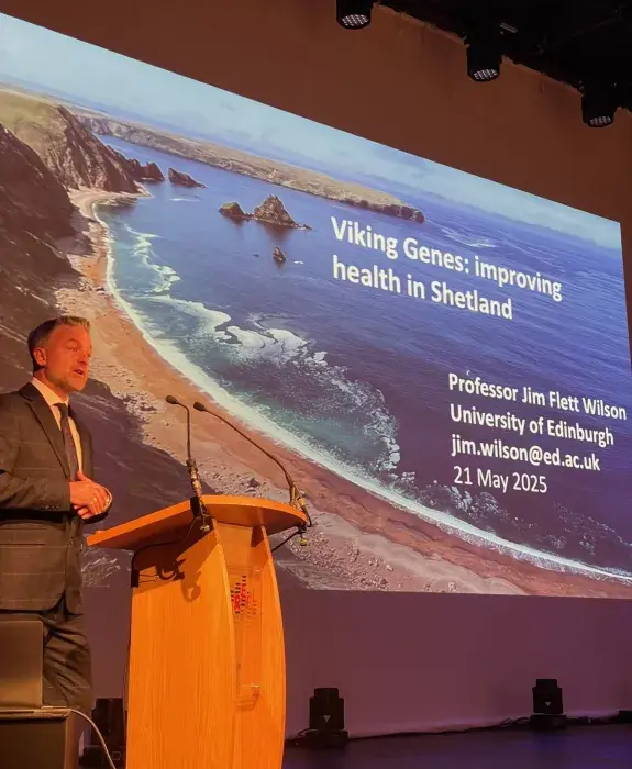 Professor Jim Flett Wilson at Viking Genes Shetland launch